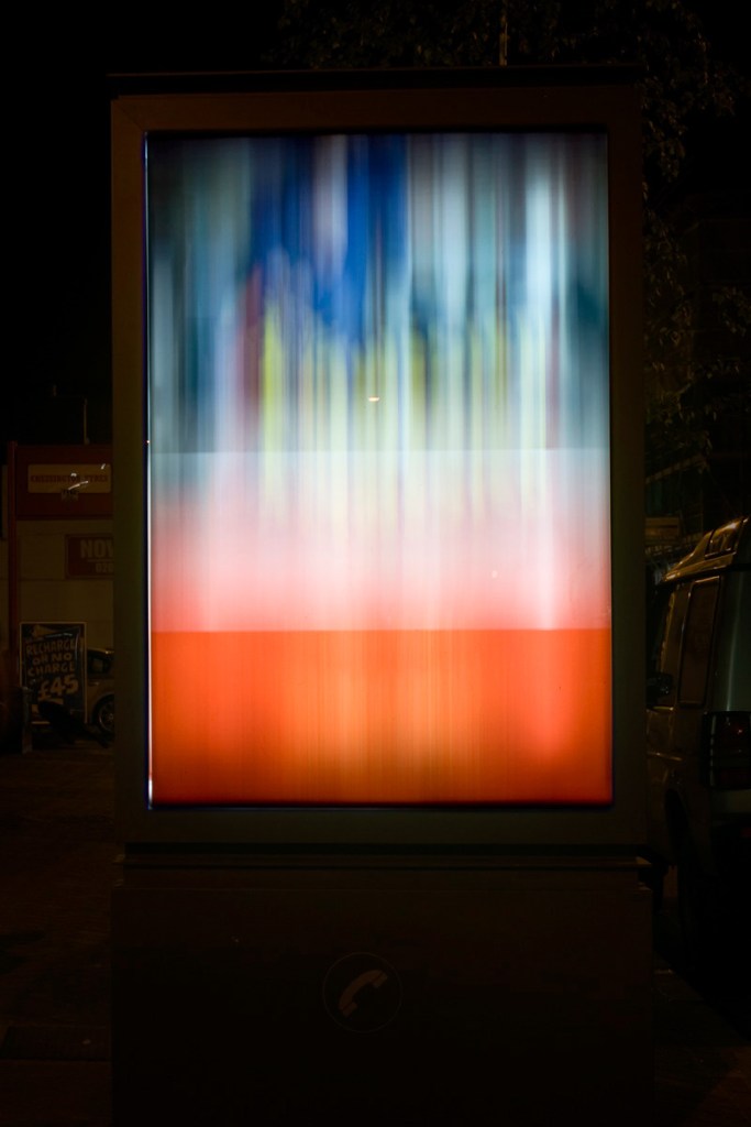 photograph showing back illuminated display board