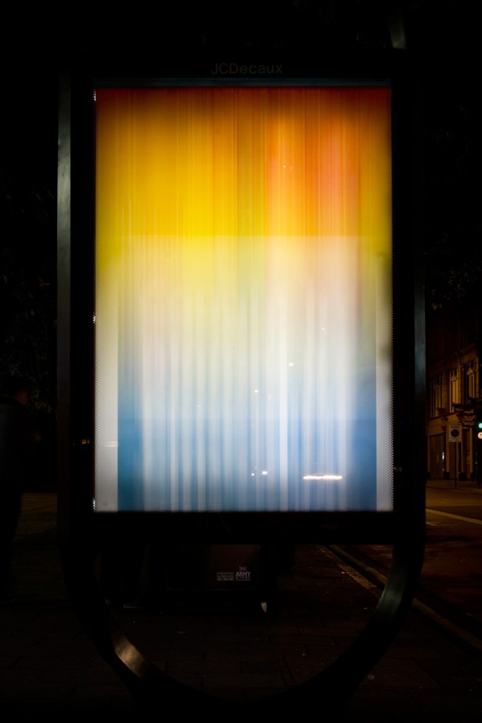 photograph showing back illuminated display board